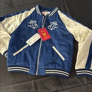 UNIQLO Disney Japan Tokyo Mickey Mouse Embroidered Bomber Jacket Kids Sz 7/8